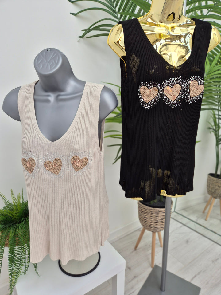 Hannah Heart Vest Top - (choose your Colour)