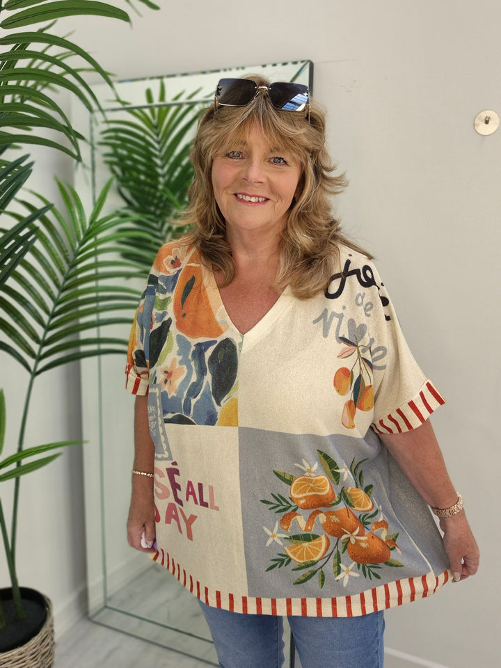 Carla Shimmer Top -  Trip around the Sun (Oversized)