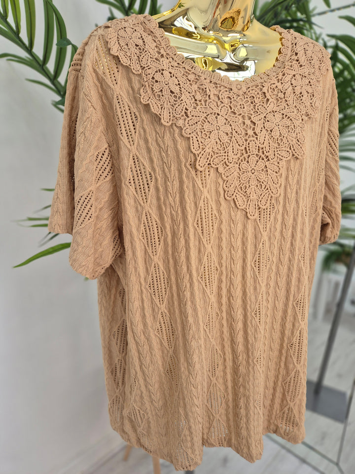 Florence Lace Top - Sand (Oversized)