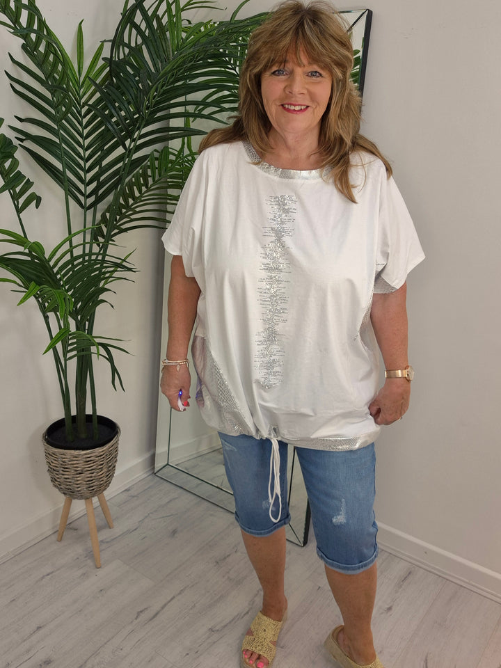 Crystal Tie Fronted Top - (choose your Colour) - Curvy)