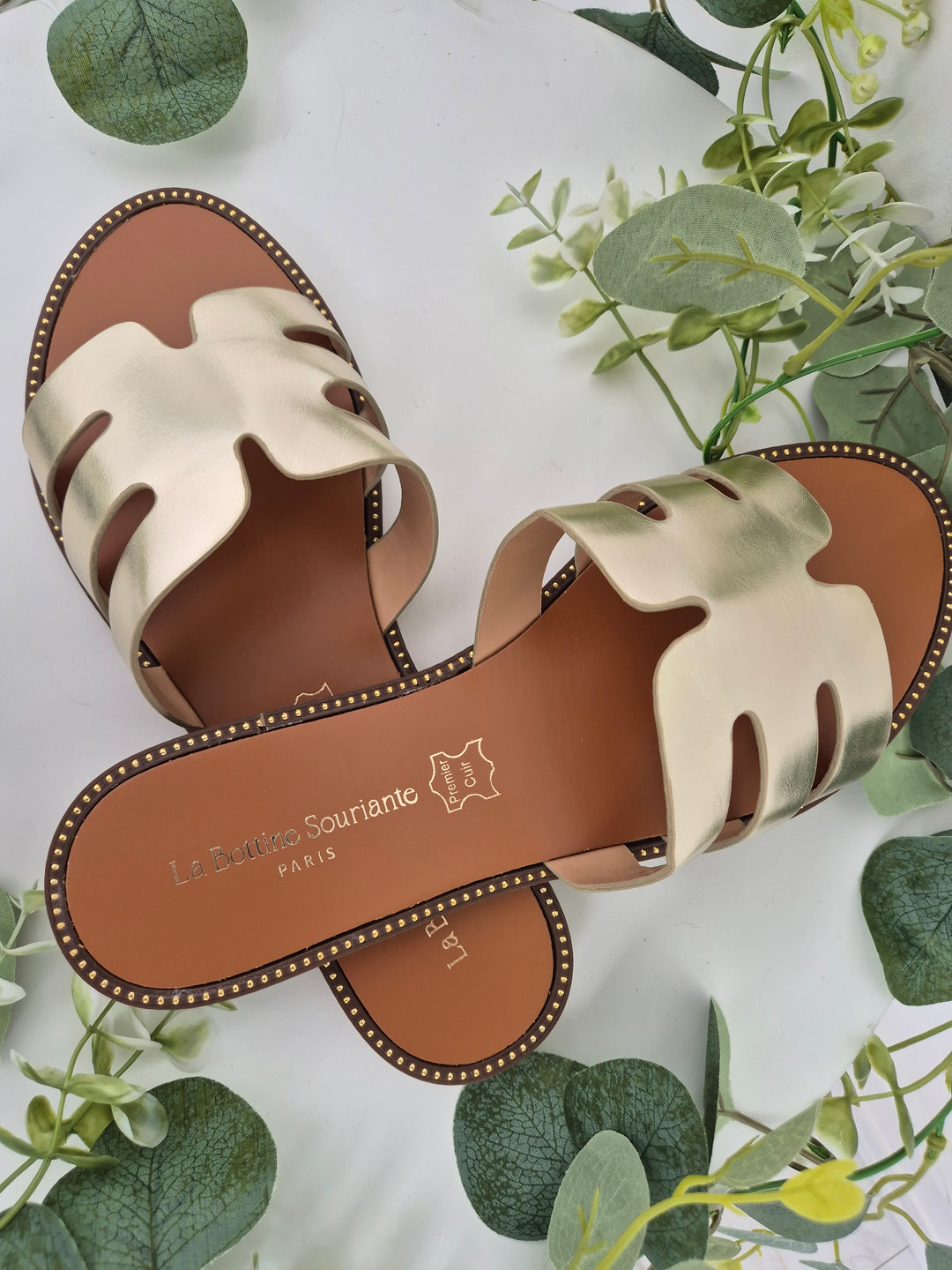 Marbella Slip On Sandals - Metallic Gold (Real Leather) - (choose your Size)