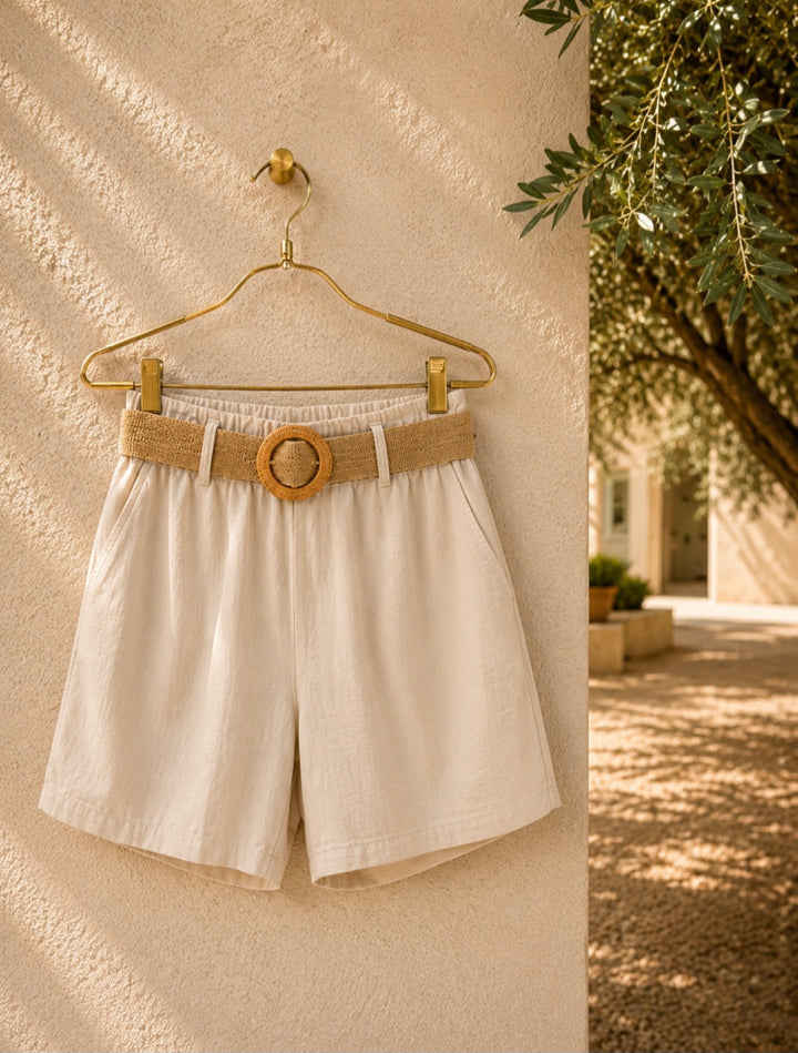 Zara Beaded Top & Shorts Set - Stone (One Size fits up to Size 16 or Small Size 18)