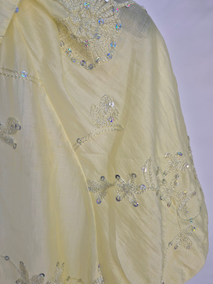 Patsy Puffball Sleeve Sparkly Blouse (One Size, fits from Size 10/12 up to Size 16) - Lemon