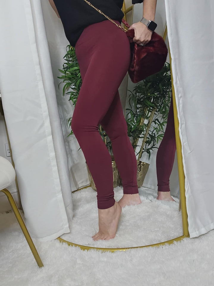Fleece Lined Leggings - Wine (choose your Size)