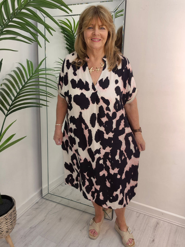 Leona Leopard Dress - (choose your Colour) (One Size/Curvy fitting from Size 14 to Size 20)