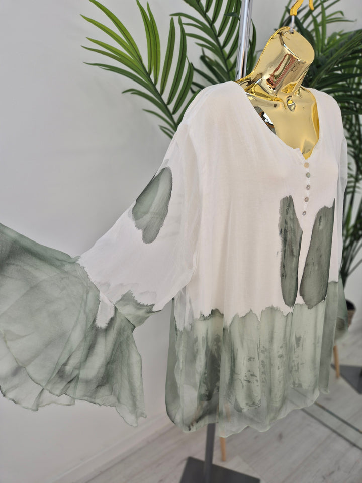 Chiffon Overlay Top - (choose your Colour) - (Curvy)
