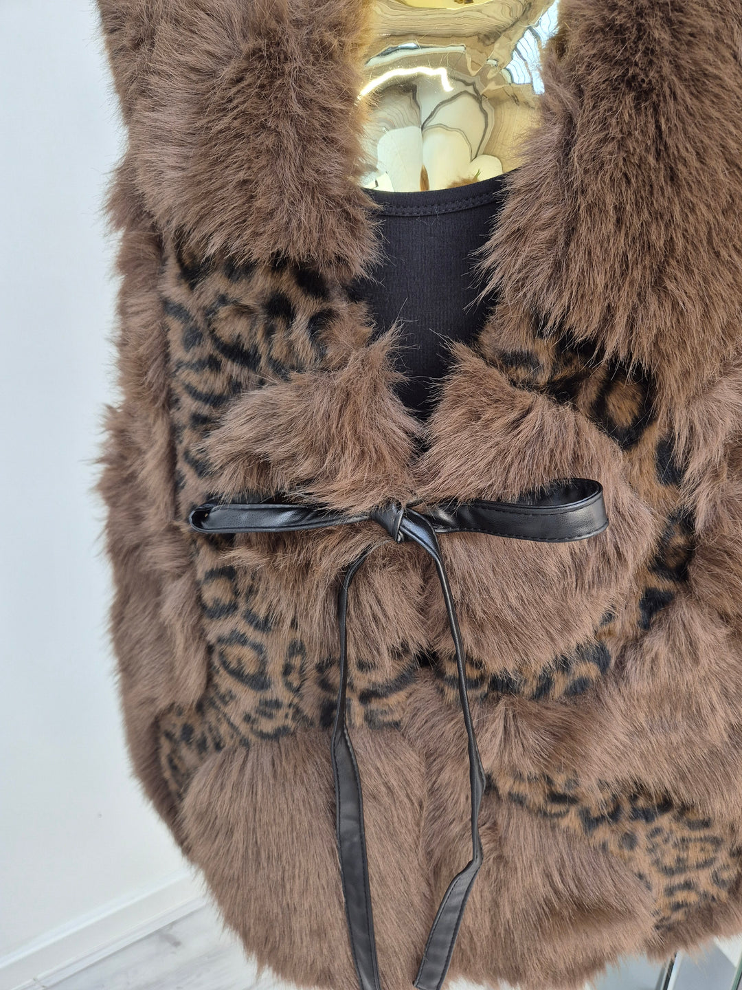 Oslo Faux Fur Gilet - Chocolate Leopard (One Size/Curvy - fits from Size 12/14 up to Size 18)