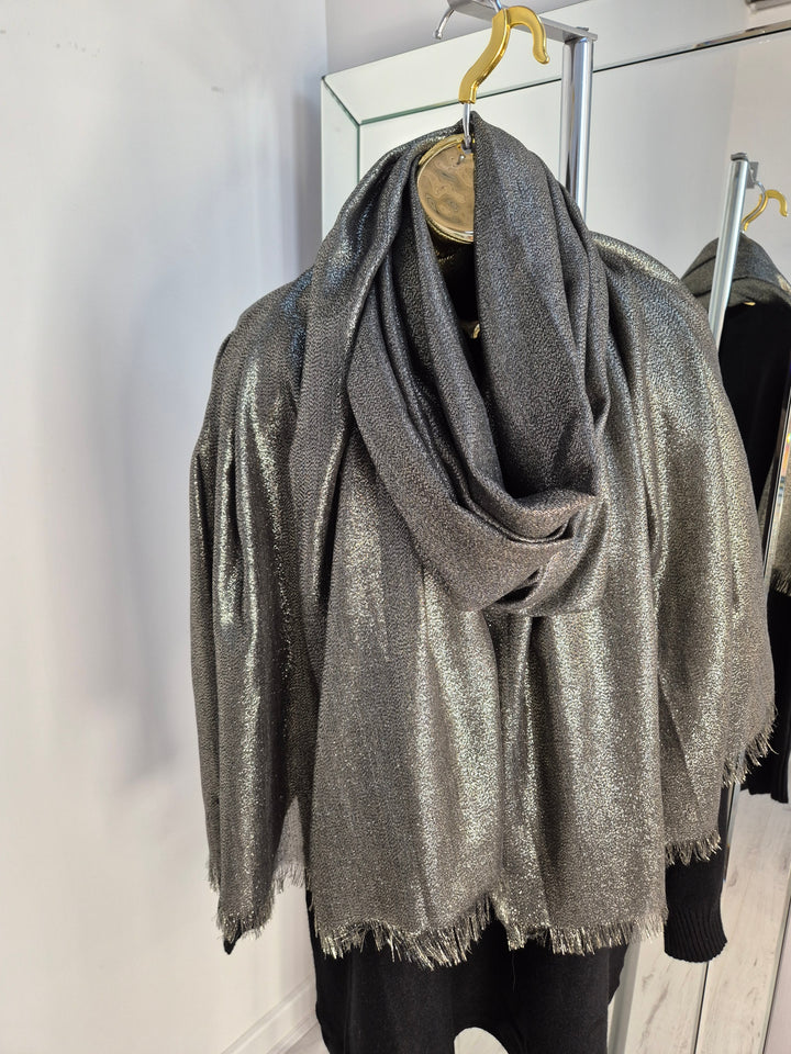 Oversized Metallic Scarf - Khaki