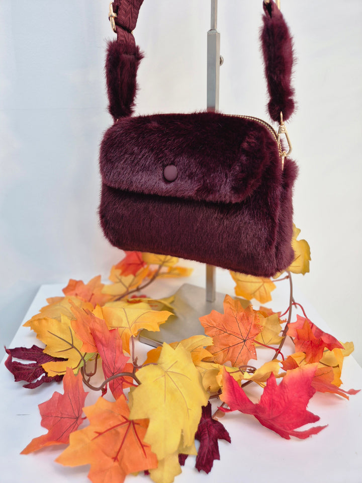 Oslo Faux Fur Bag - Wine