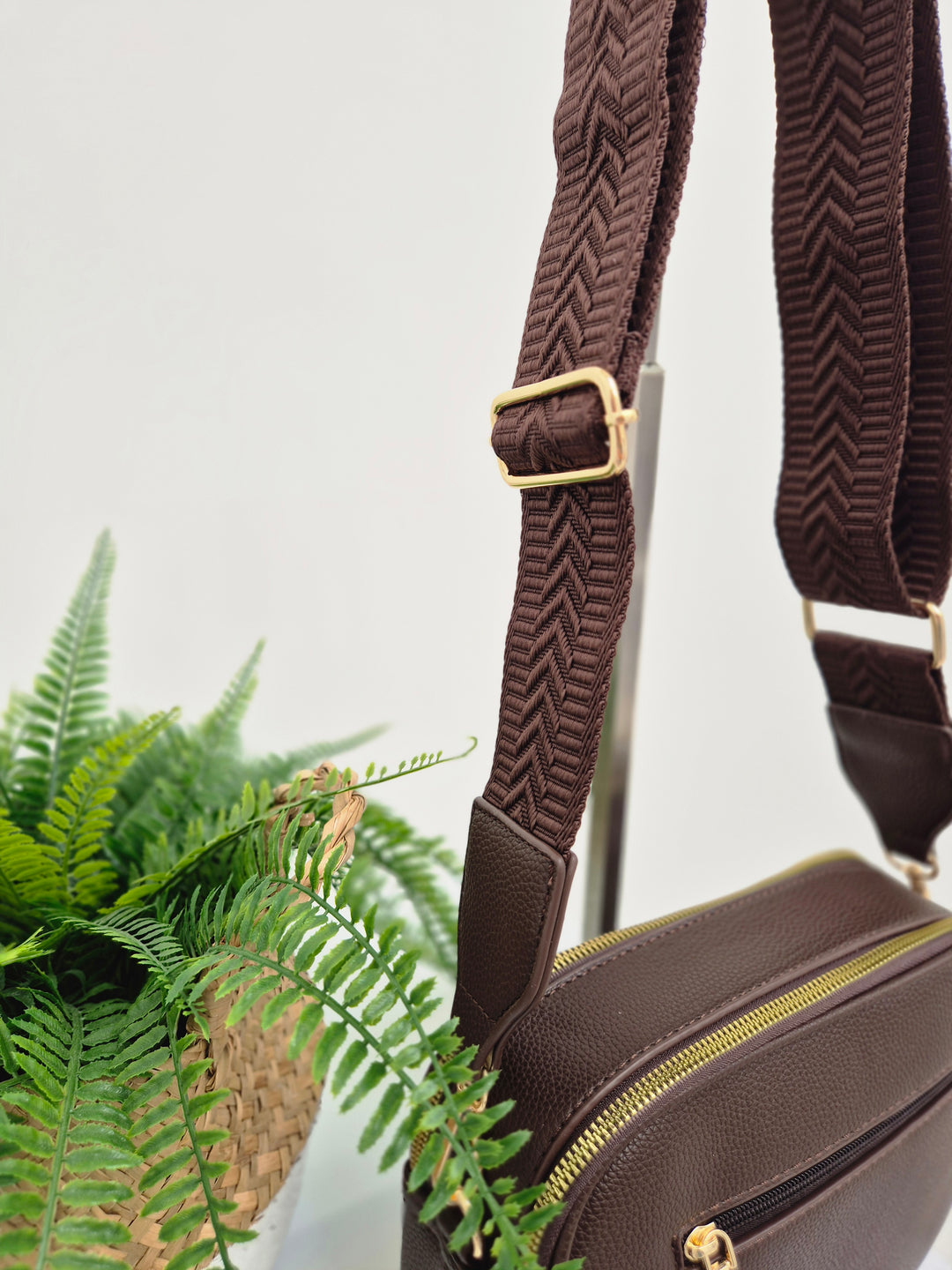 Diamond Quilted Bag - Chocolate (Gold Tone)