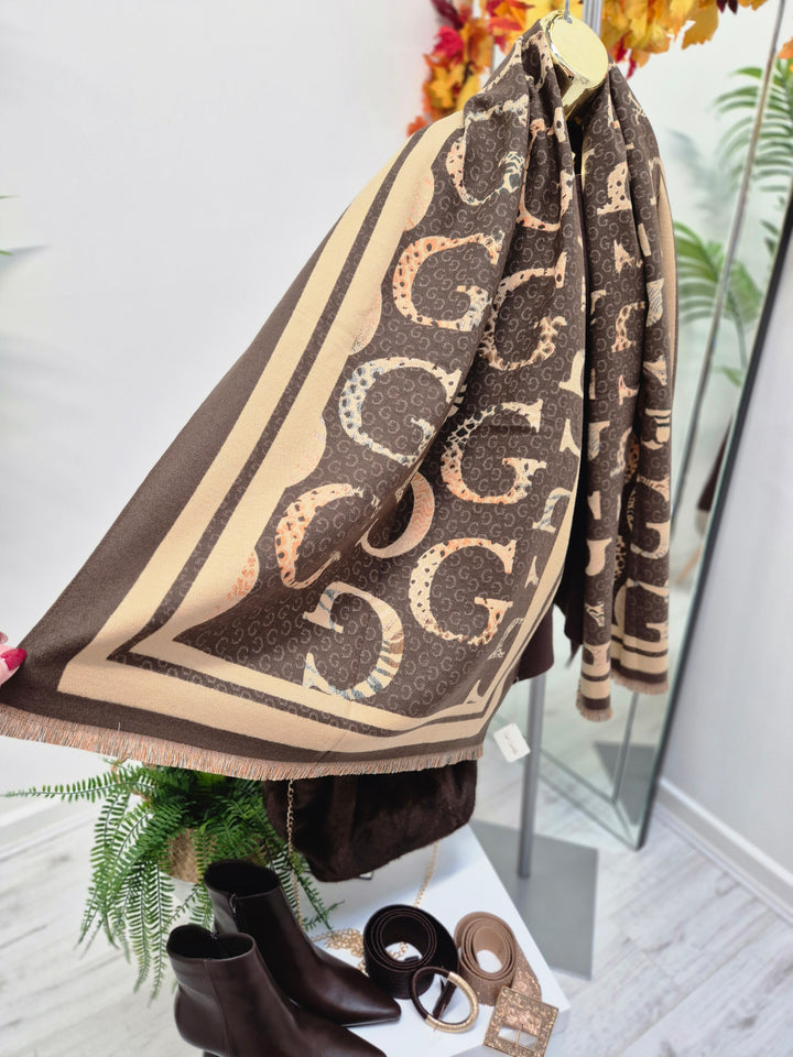 Gina Oversized Fringed Scarf - Chocolate