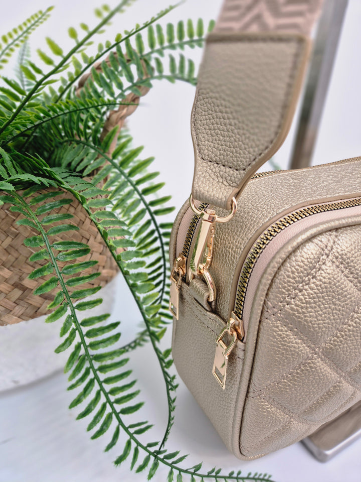 Diamond Quilted Bag - Metallic Gold (Gold Tone)