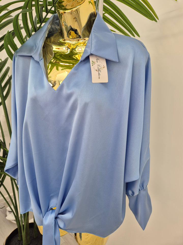 Sasha Satin Tie Blouse - (choose your Colour)