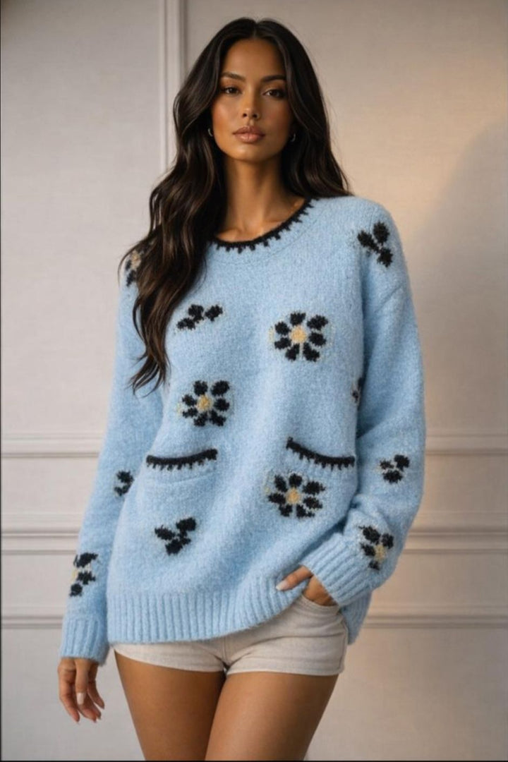 Daisy Super Cosy Jumper - Blue (One Size - fits up to Size 16)