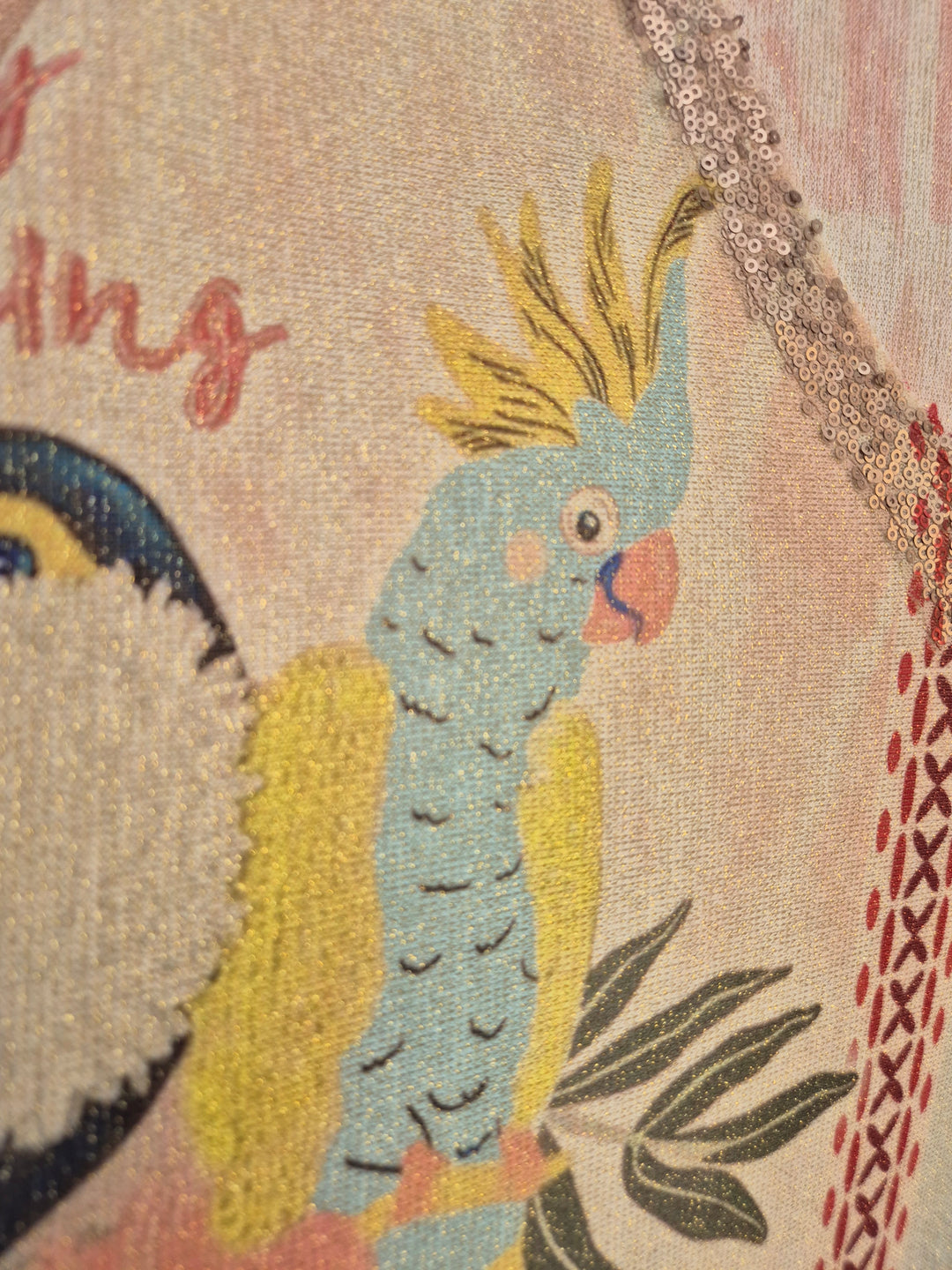 Carla Shimmer Oversized Top -  TROPICAL with Gold Foil & Sequins (One Size/Curvy fitting from Size 14/16 up to Size 20/22)