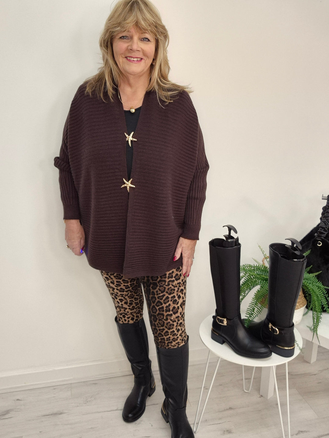 Starfish Super Soft Cardigan - Chocolate (Oversized, fits from Size 12/14 to Size 18)