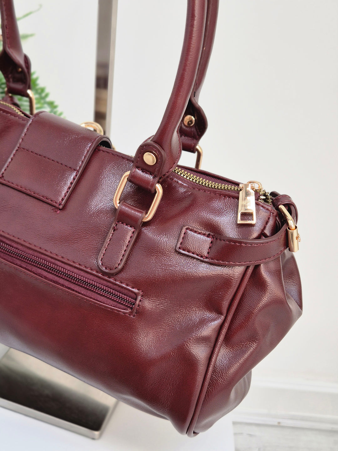 Mia Faux Leather Bag - Wine