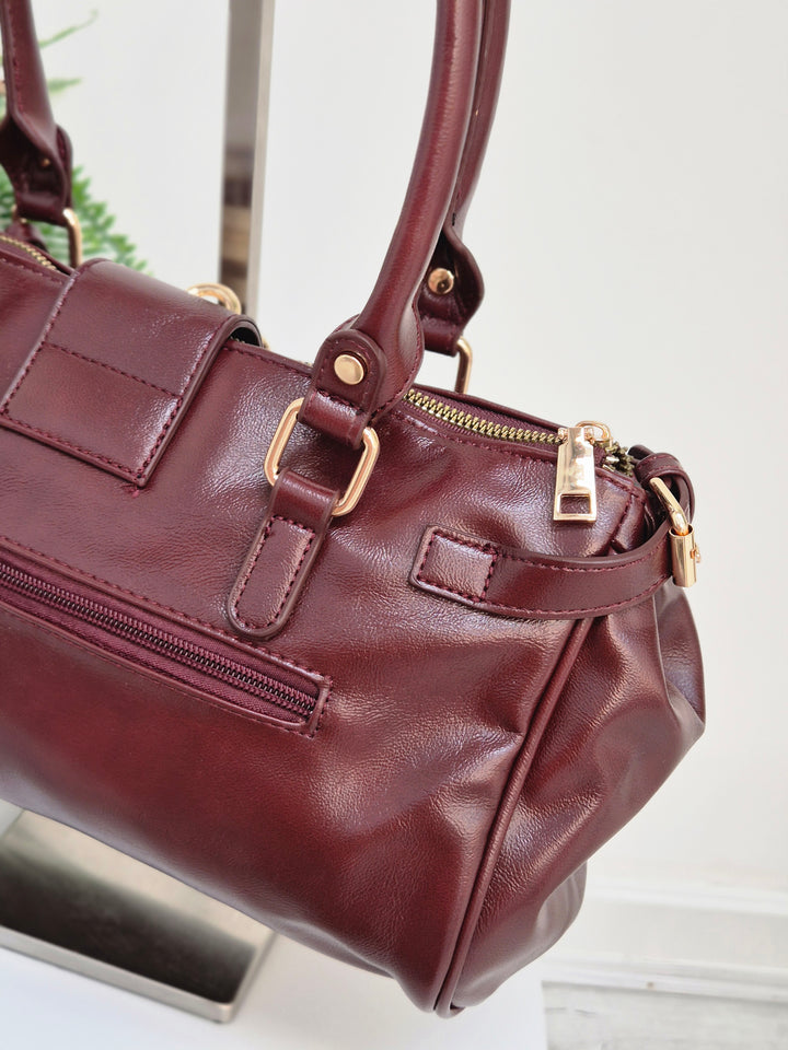 Mia Faux Leather Bag - Wine