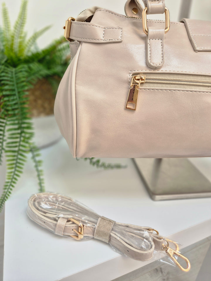 Mia Faux Leather Bag - Beige
