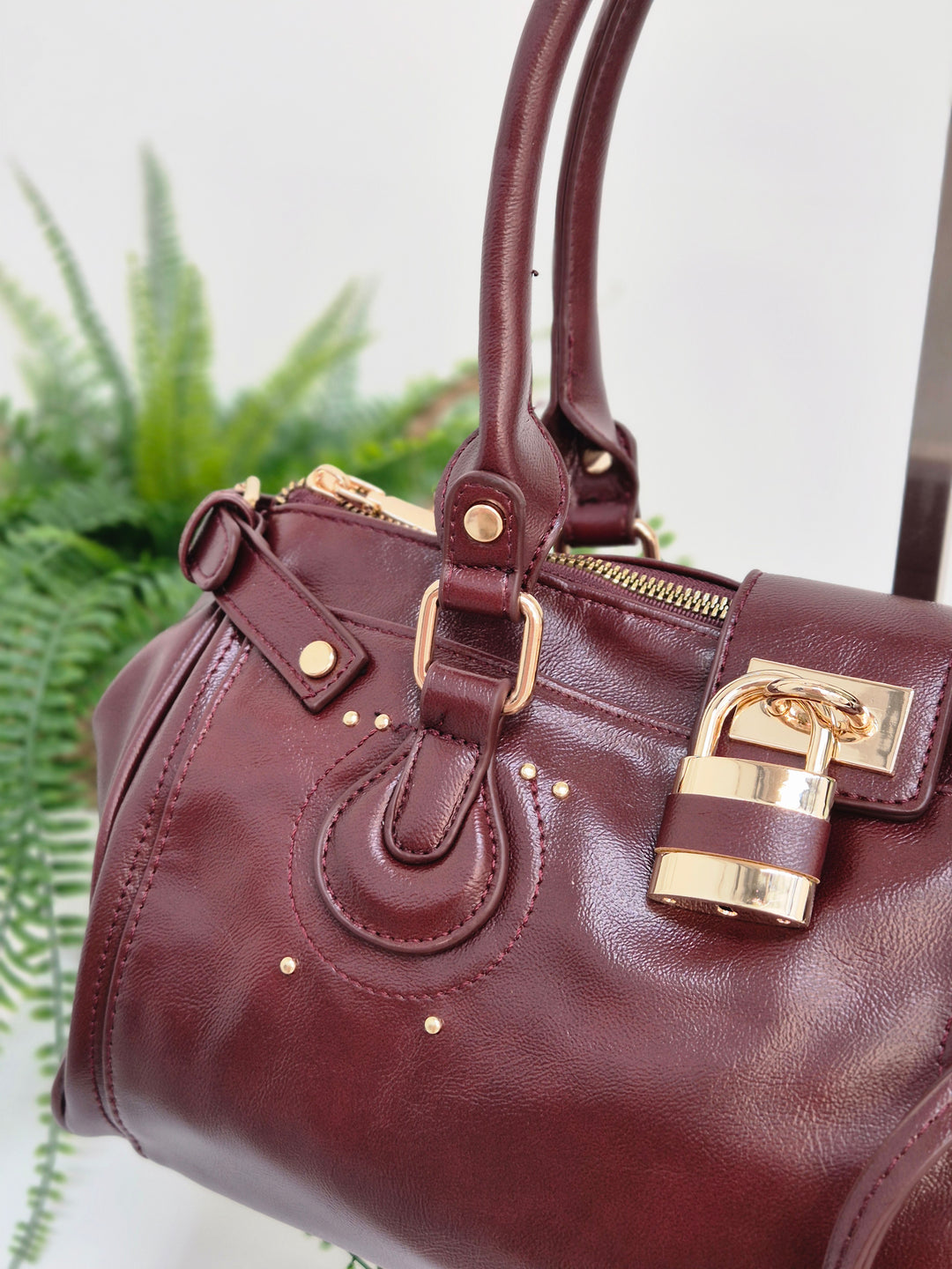 Mia Faux Leather Bag - Wine