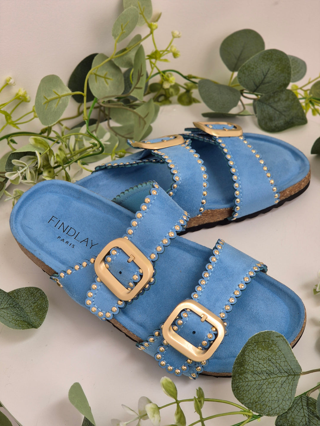 Malaga Slip On Sandals - Blue (choose your Size)
