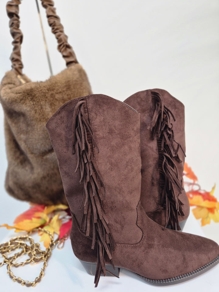 Arizona Fringed Boots - Chocolate (choose your Size)