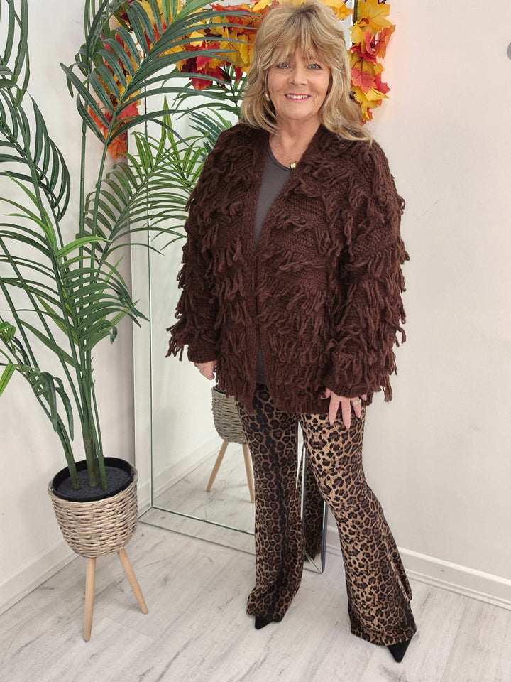 Shaggy Cardigan (Oversized) Long Length - Chocolate
