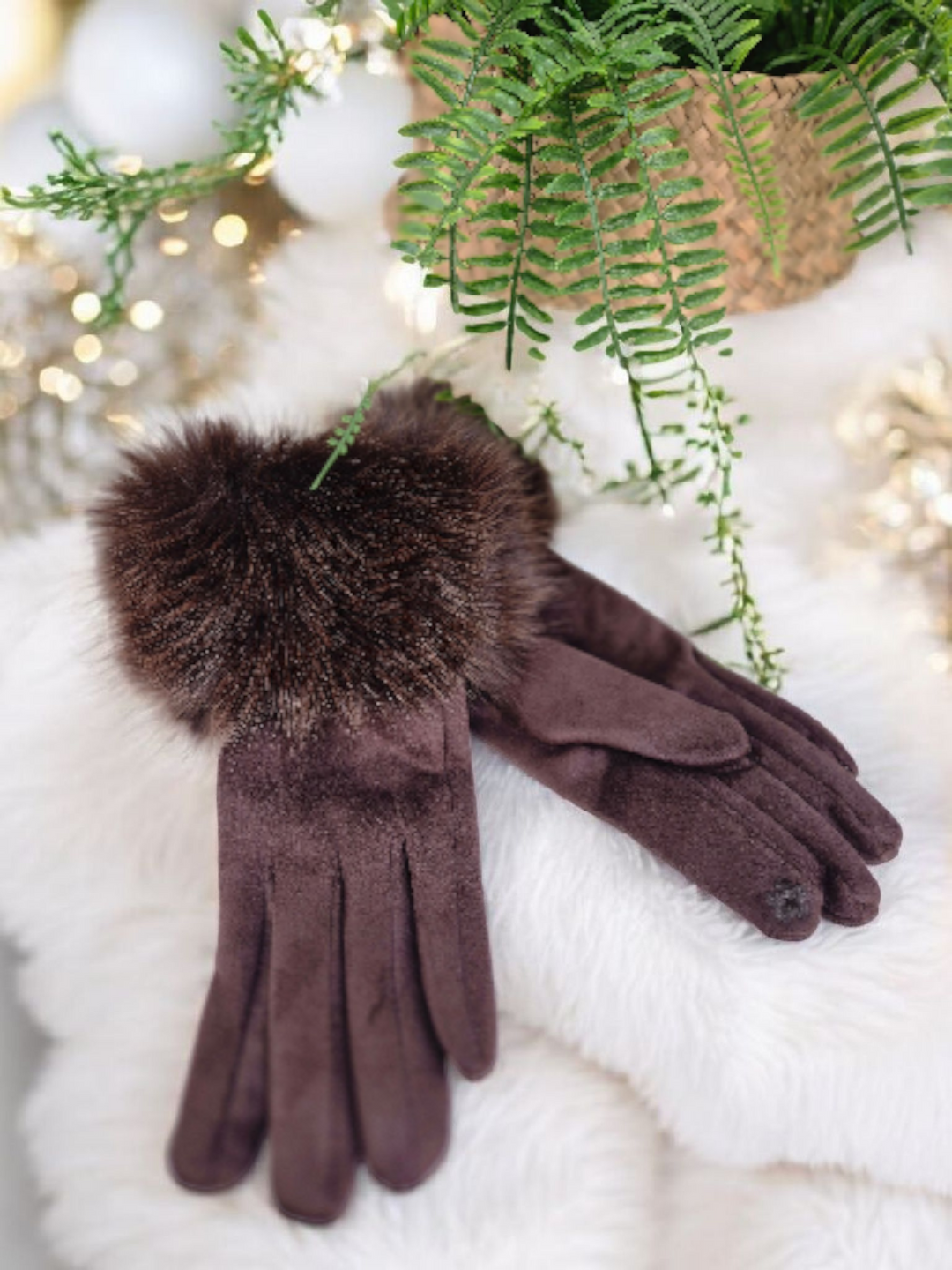 Oslo Gloves with Faux Fur - Chocolate