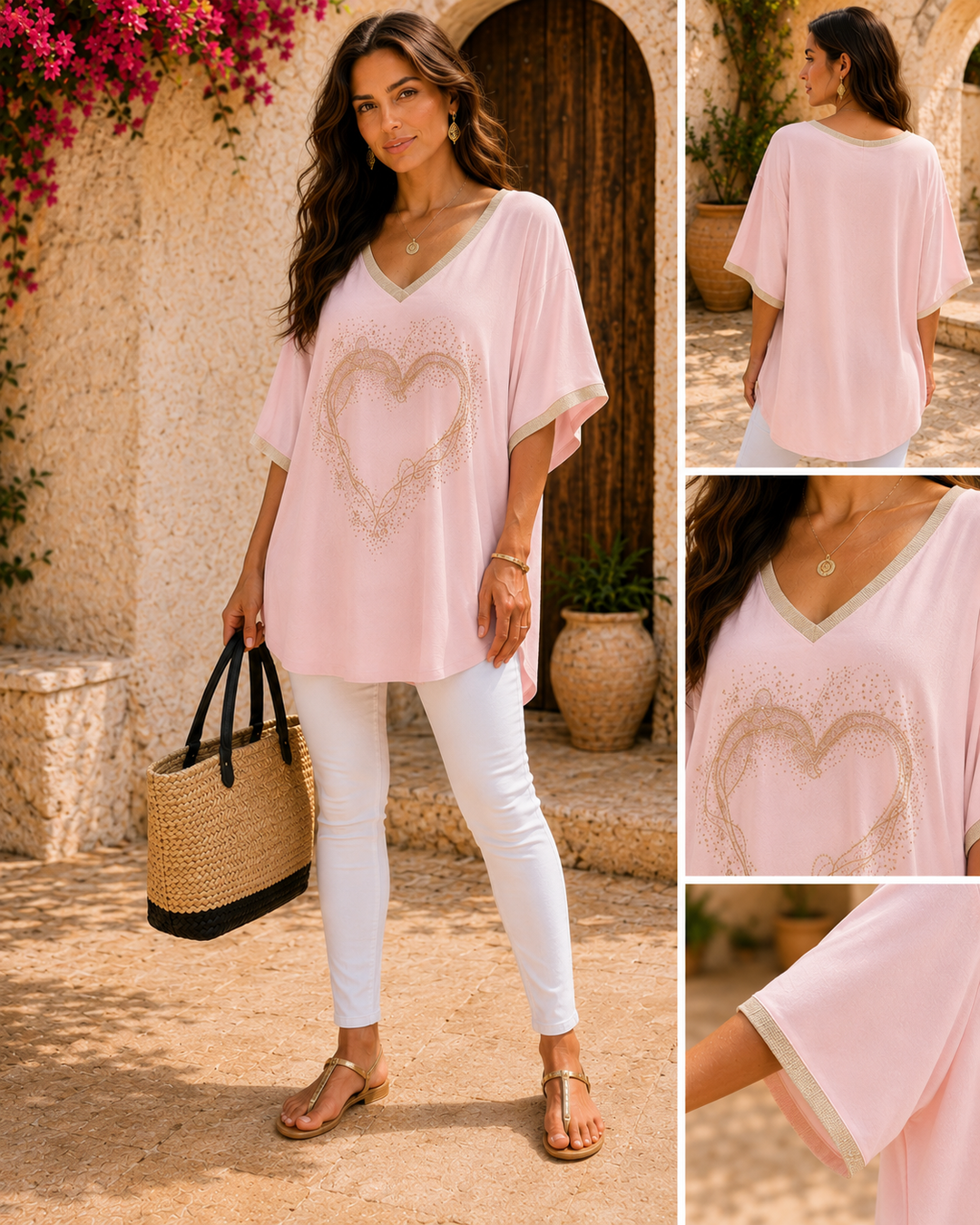 Sparkly Heart Top (One Size, fits from Size 10/12 up to Size 16) - Pink
