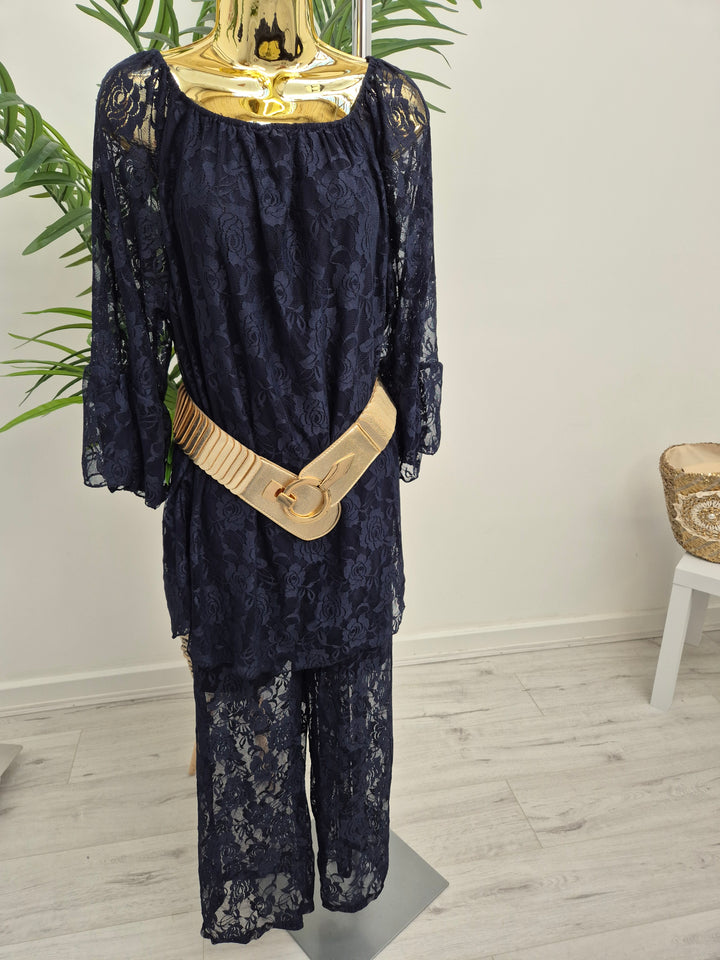 Florence Lace Bardot Co-ord Set - (choose your Colour) - (Curvy)