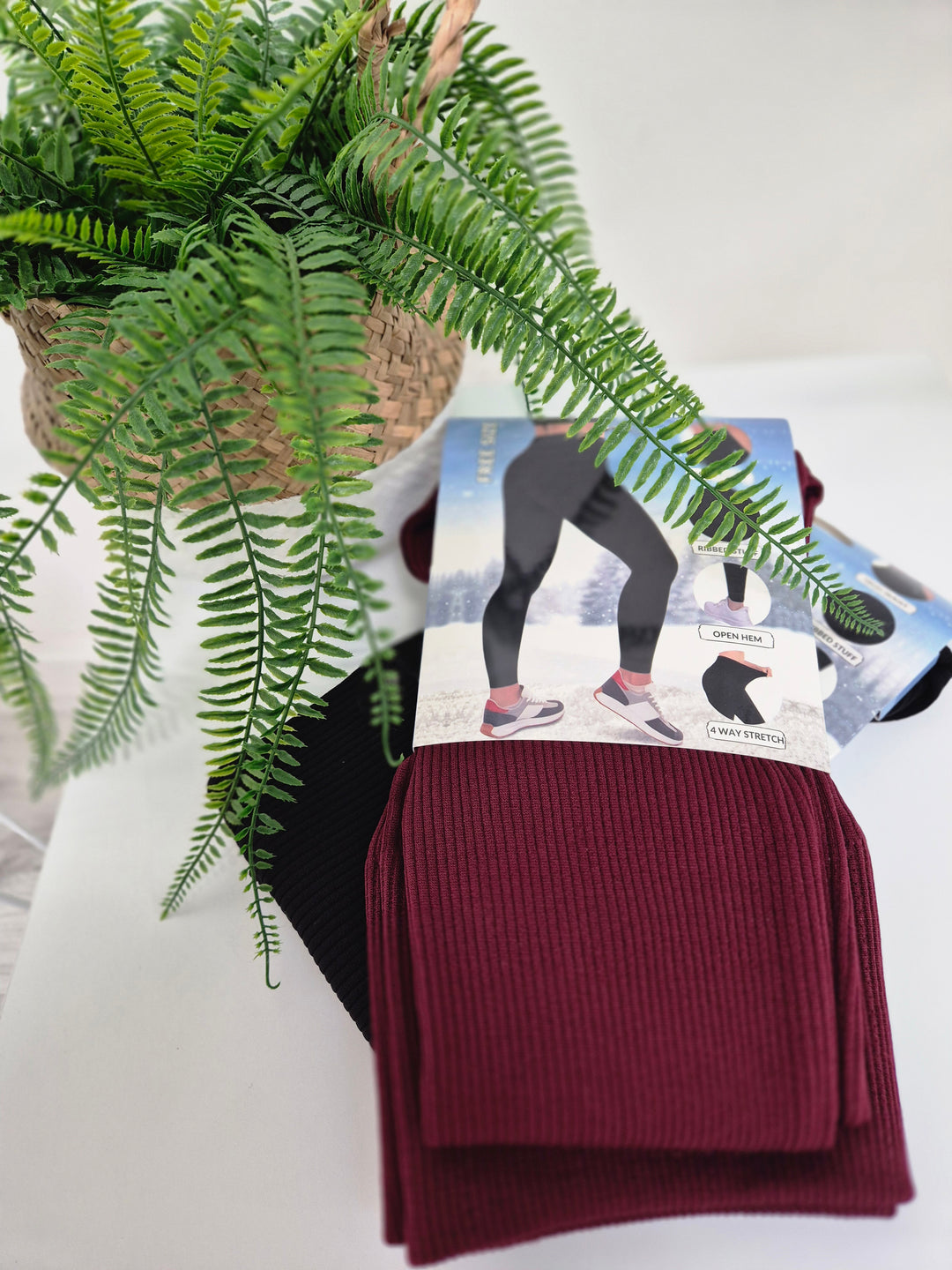 Reece Ribbed Leggings Fleece Lined (Soft Touch) - (choose your Colour) - One Size, fits up to Size 16