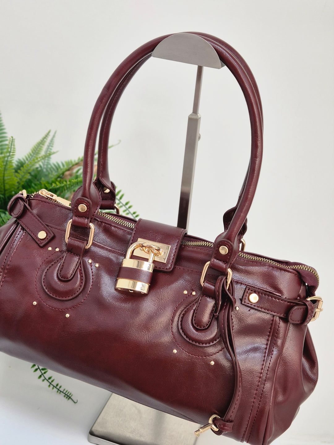 Mia Faux Leather Bag - Wine
