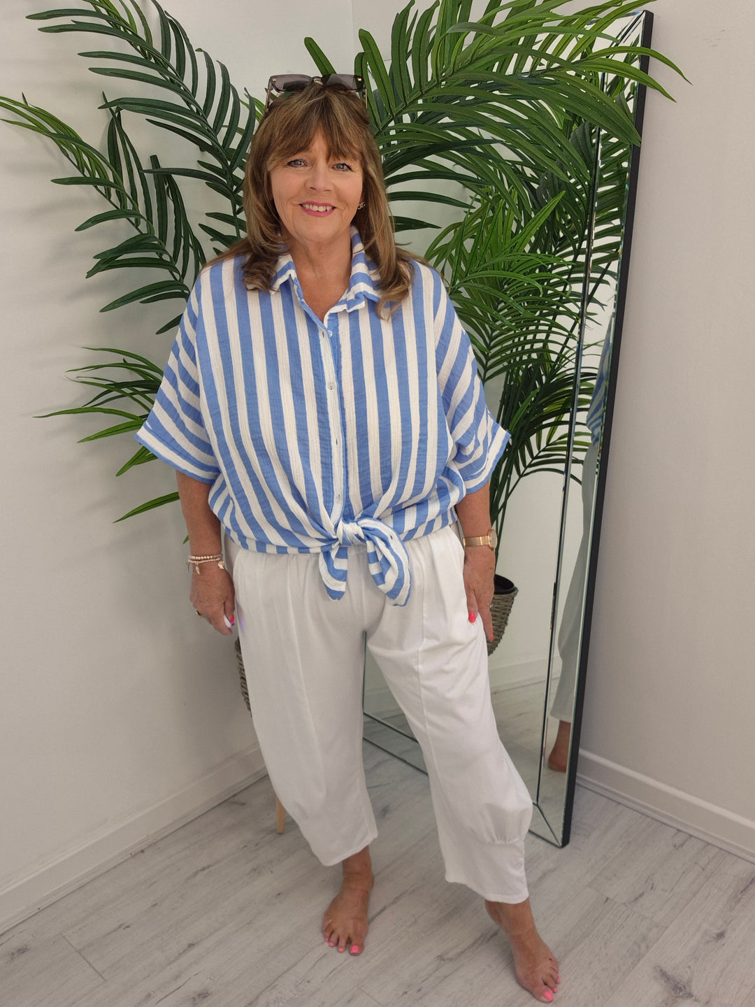 Kizzy Cocoon Pants - White (Curvy)