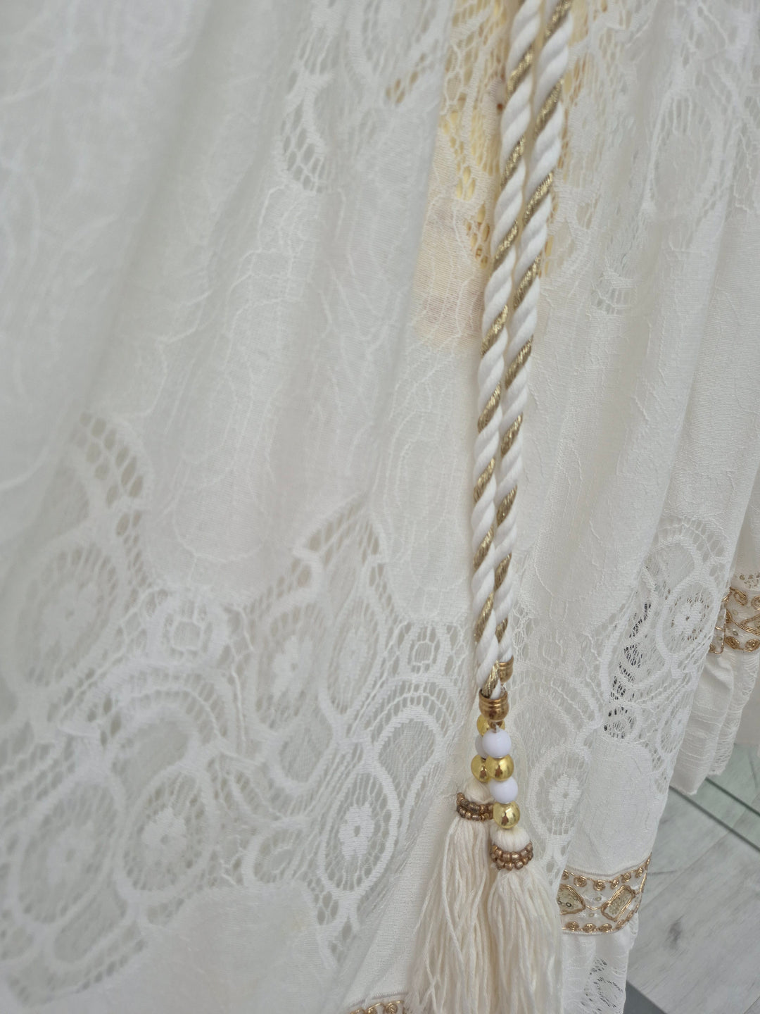 Ibiza Strappy Dress with Cold Shoulder - White/Gold (One Size, fits from Size 10 up to Size 16)