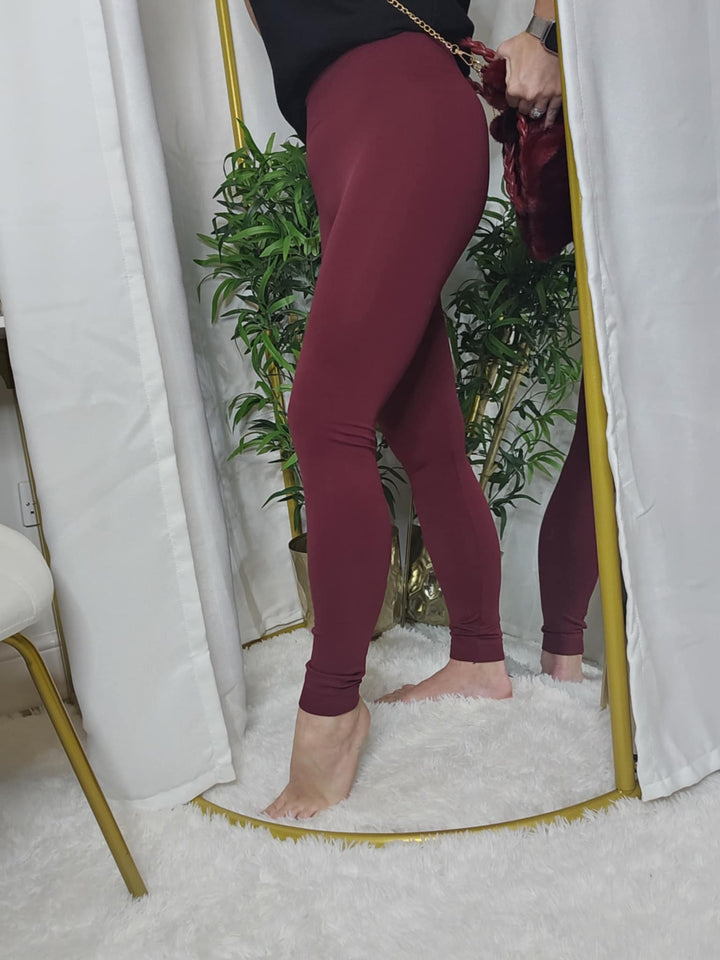 Fleece Lined Leggings - Wine (choose your Size)