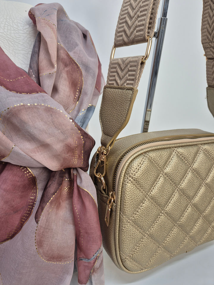 Diamond Quilted Bag - Metallic Gold (Gold Tone)