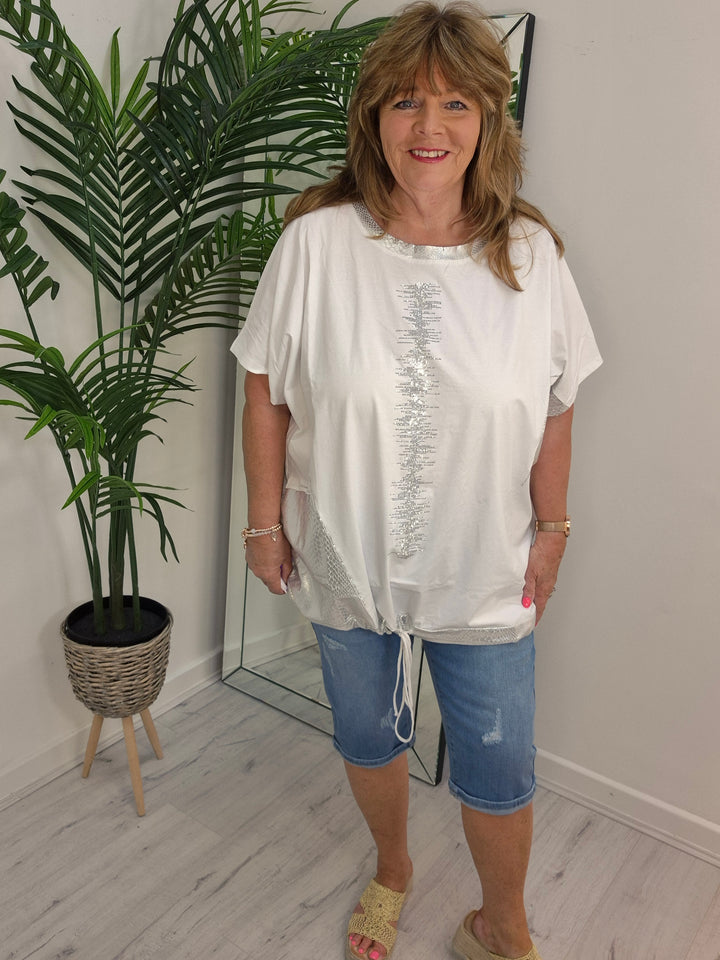Crystal Tie Fronted Top - (choose your Colour) - Curvy)