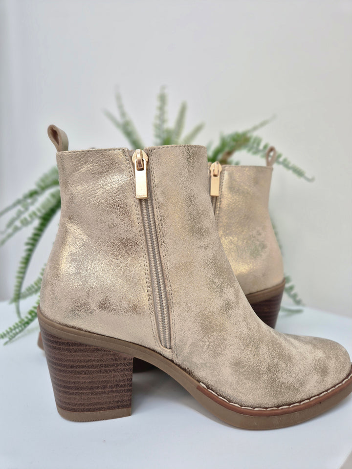 Denver Ankle Boots - (choose your Size) - Champagne Gold Shimmer