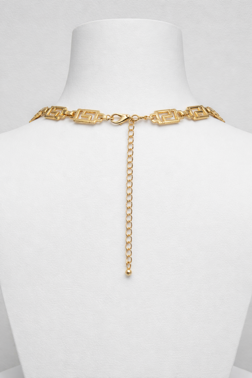 Greek Key of Life Necklace - Gold Tone (with extender chain)