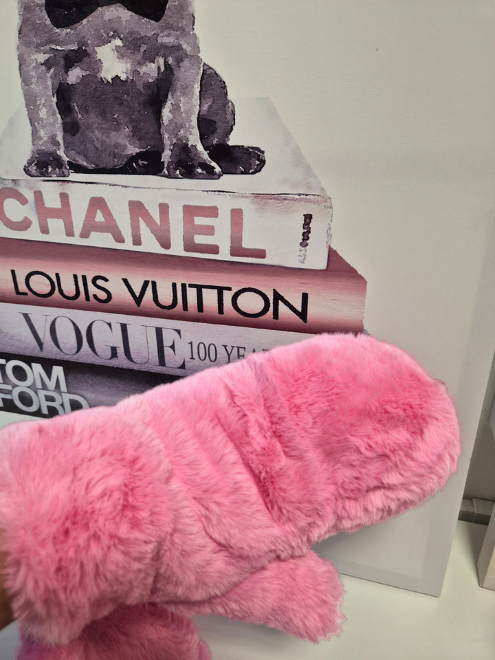 Oslo Faux Fur Mittens - Pink - Wear as Fingerless or Mittens)
