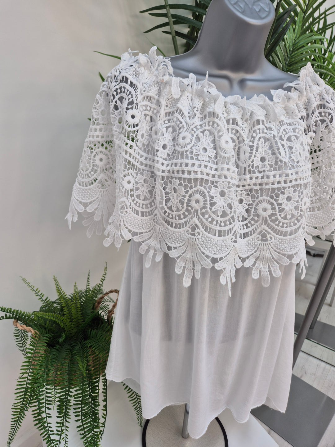 Florence Lace Bardot Top - (choose your Colour)
