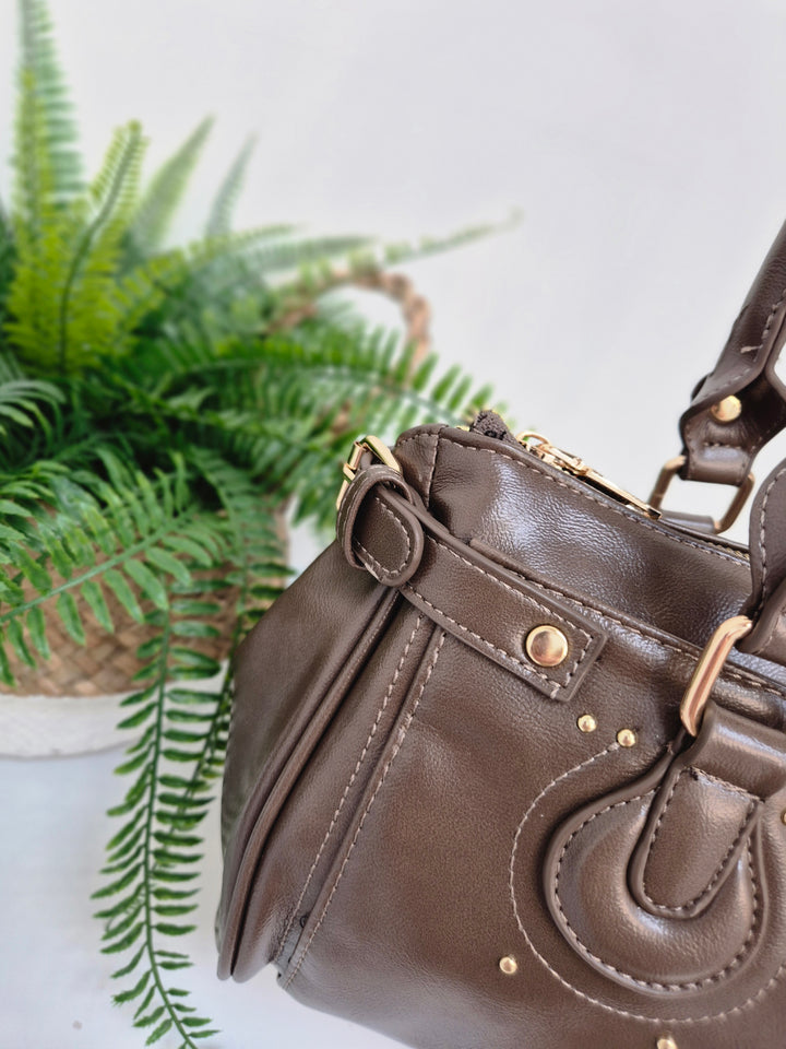 Mia Faux Leather Bag - Chocolate