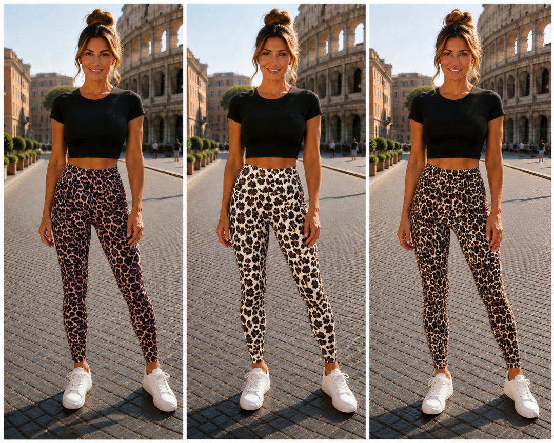 Leopard Print Leggings - (choose your Colour & Size)