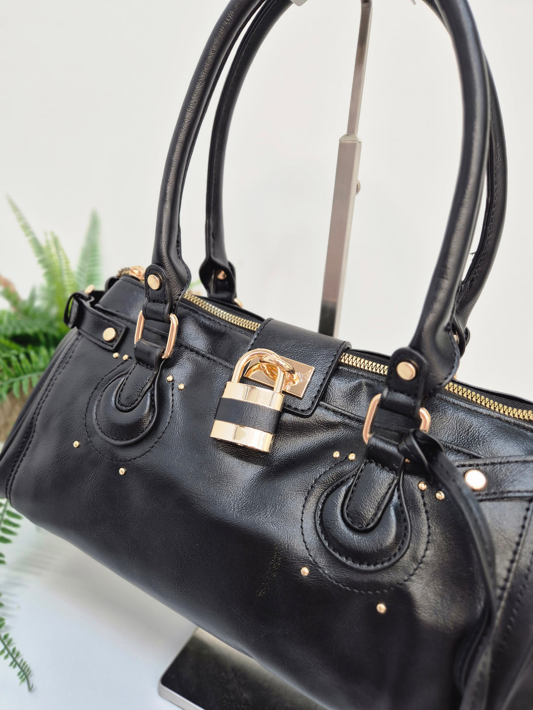 Mia Faux Leather Bag - Black