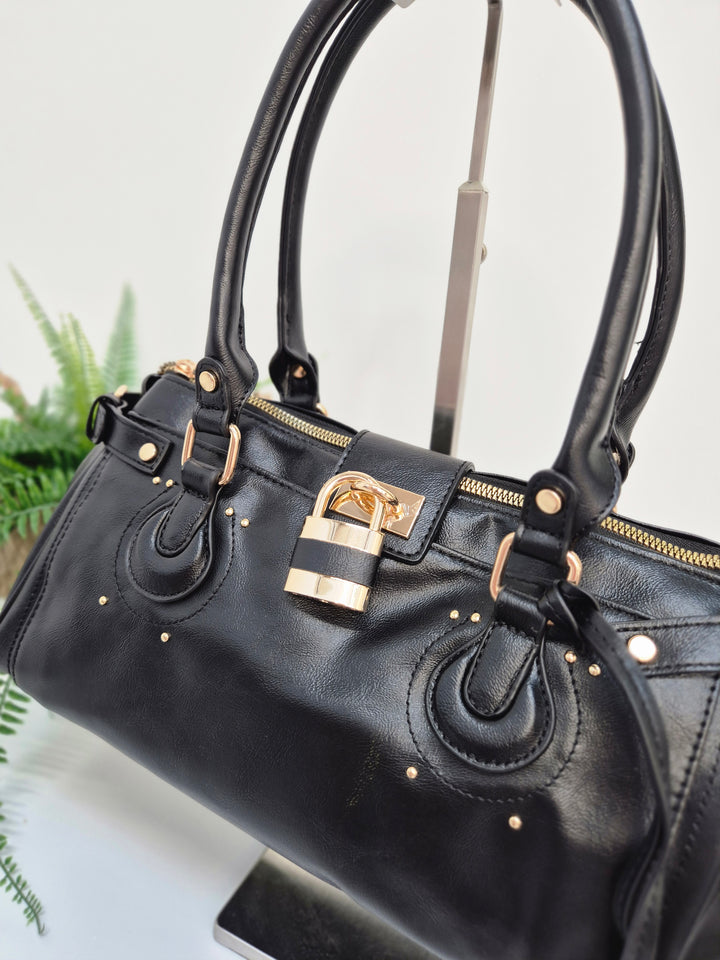 Mia Faux Leather Bag - Black