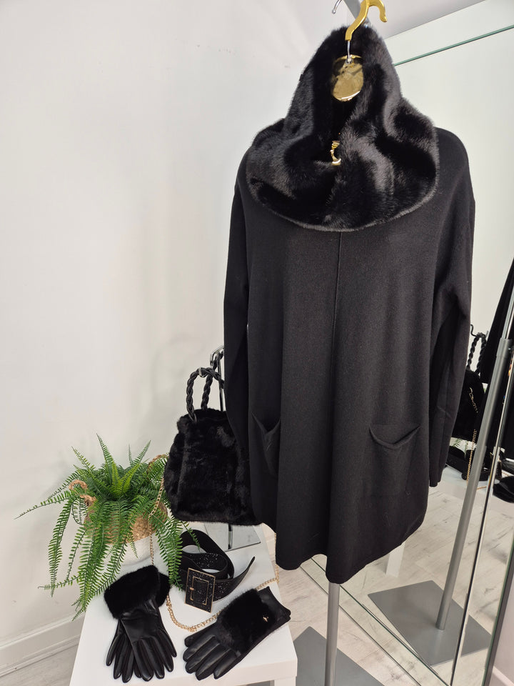 Oslo Faux Fur Infinity Snood - Black