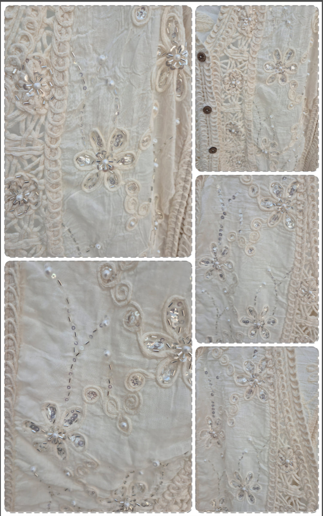 Es Cana Sparkly Embroidered Cardigan (One Size/Curvy - fits from Size 12 up to Size 18) - Natural