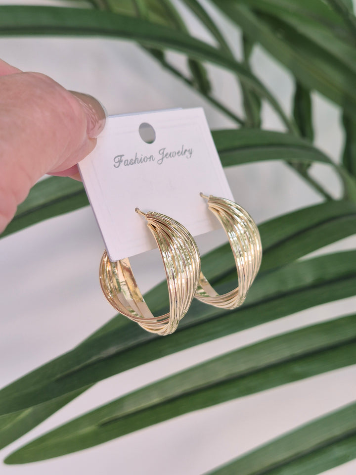 Hoop Earrings - Gold Tone (Pierced)