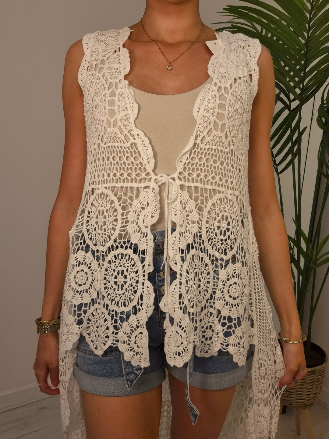 Ibiza Crochet Hi Lo Waistcoat - (choose your Colour)
