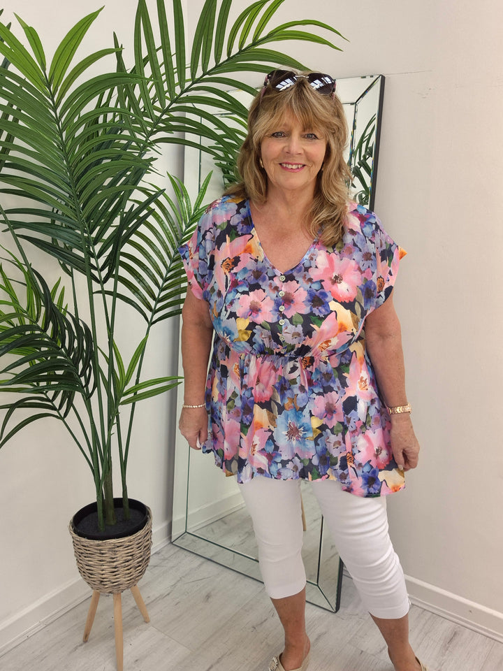 Floral Floaty Top - (choose your Colour)